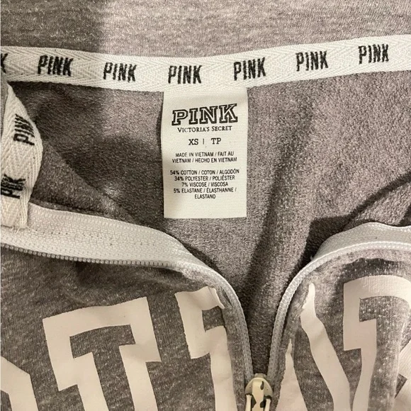 PINK Victorias Secret Cropped Gray & White Pullover Sweatshirt - Picture 3 of 3